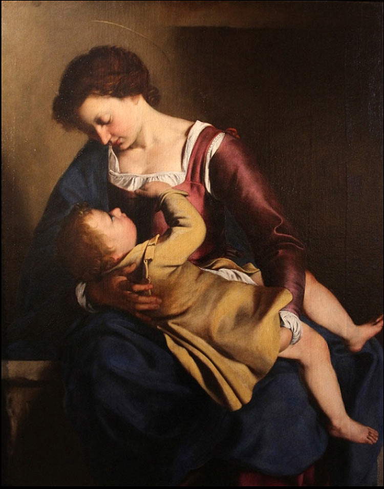 Orazio Gentileschi, Vierge à l'enfant (1605-1610 ; huile sur toile, 113 x 91 cm ; Gallerie Nazionali d'Arte Antica, Galleria Corsini)