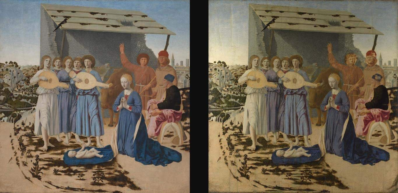 London, controversy over restoration of Piero della Francesca's Nativity: ruined