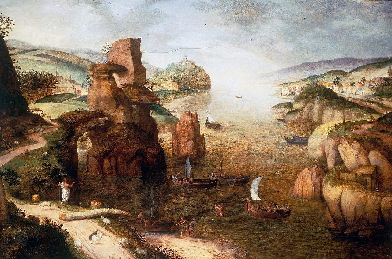 Pieter Bruegel the Elder, Landscape with Christ and the Apostles at the Sea of Tiberias (1553; oil on panel, 67 x 100 cm; Private Collection) Pieter Bruegel the Elder, Landscape with Christ and the Apostles at the Sea of Tiberias (1553; oil on panel, 67 x 100 cm; Private Collection)