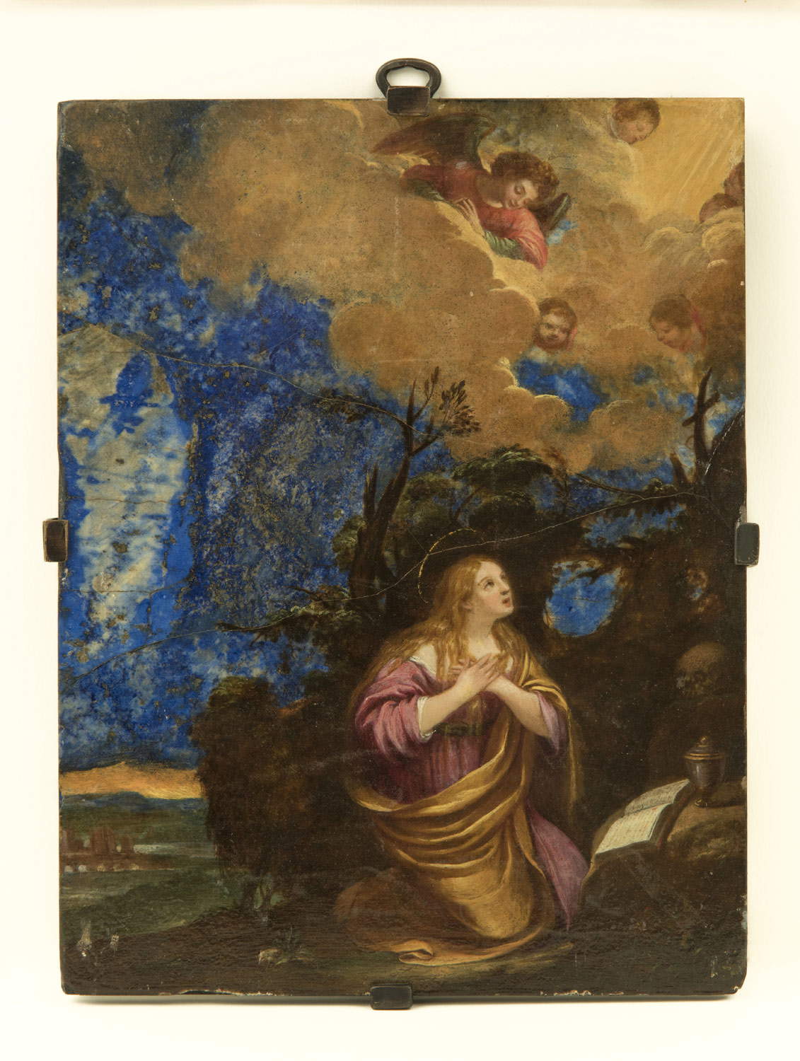 Pittore italiano, Maddalena penitente (olio su lapislazzuli, 21 x 16.5 cm; Collezione privata) Pittore italiano, Maddalena penitente (olio su lapislazzuli, 21 x 16.5 cm; Collezione privata)