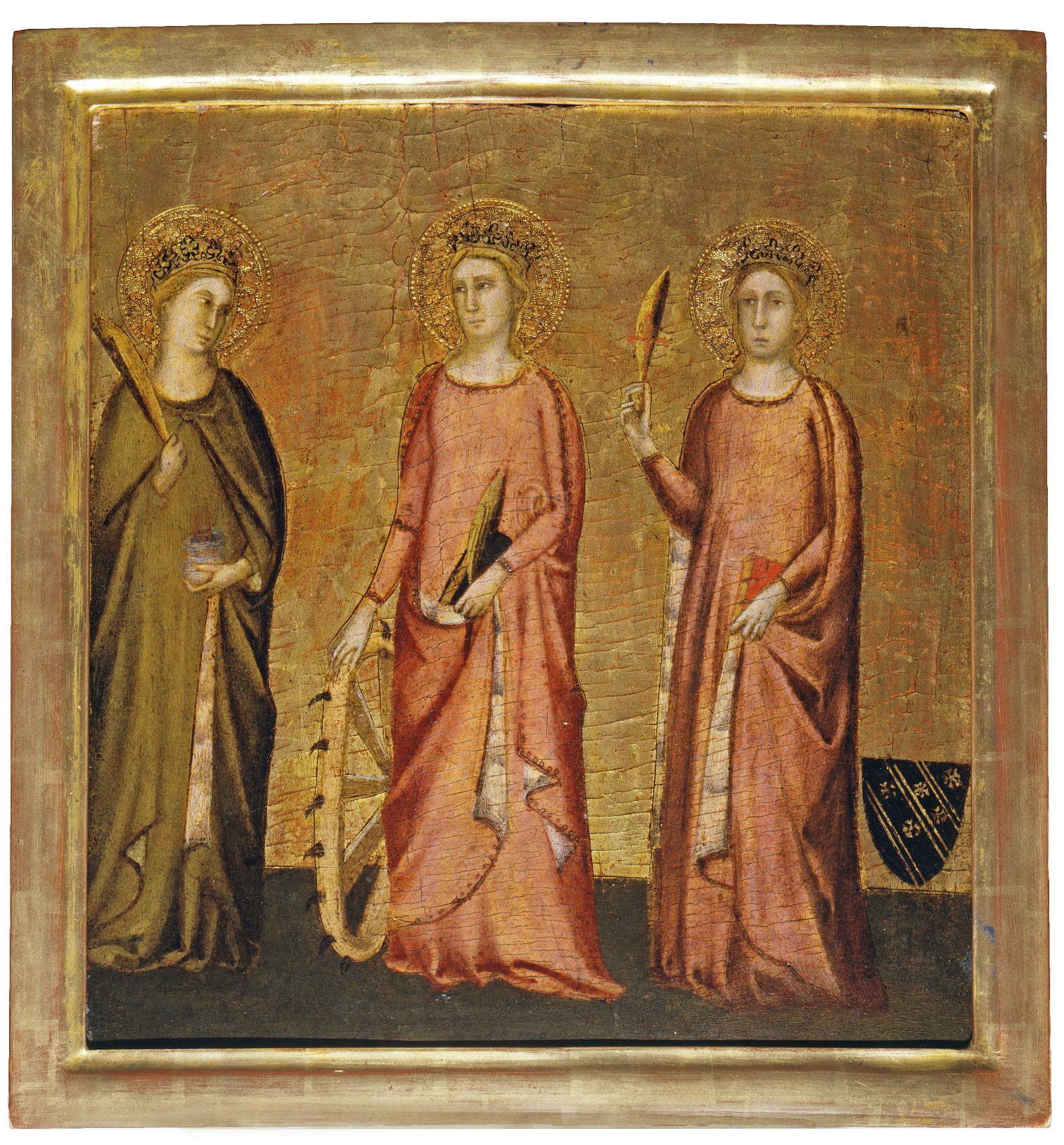 Puccio di Simone, Santa Lucia, santa Caterina e santa martire (1360 circa; tempera su tavola, 30 x 28 cm)