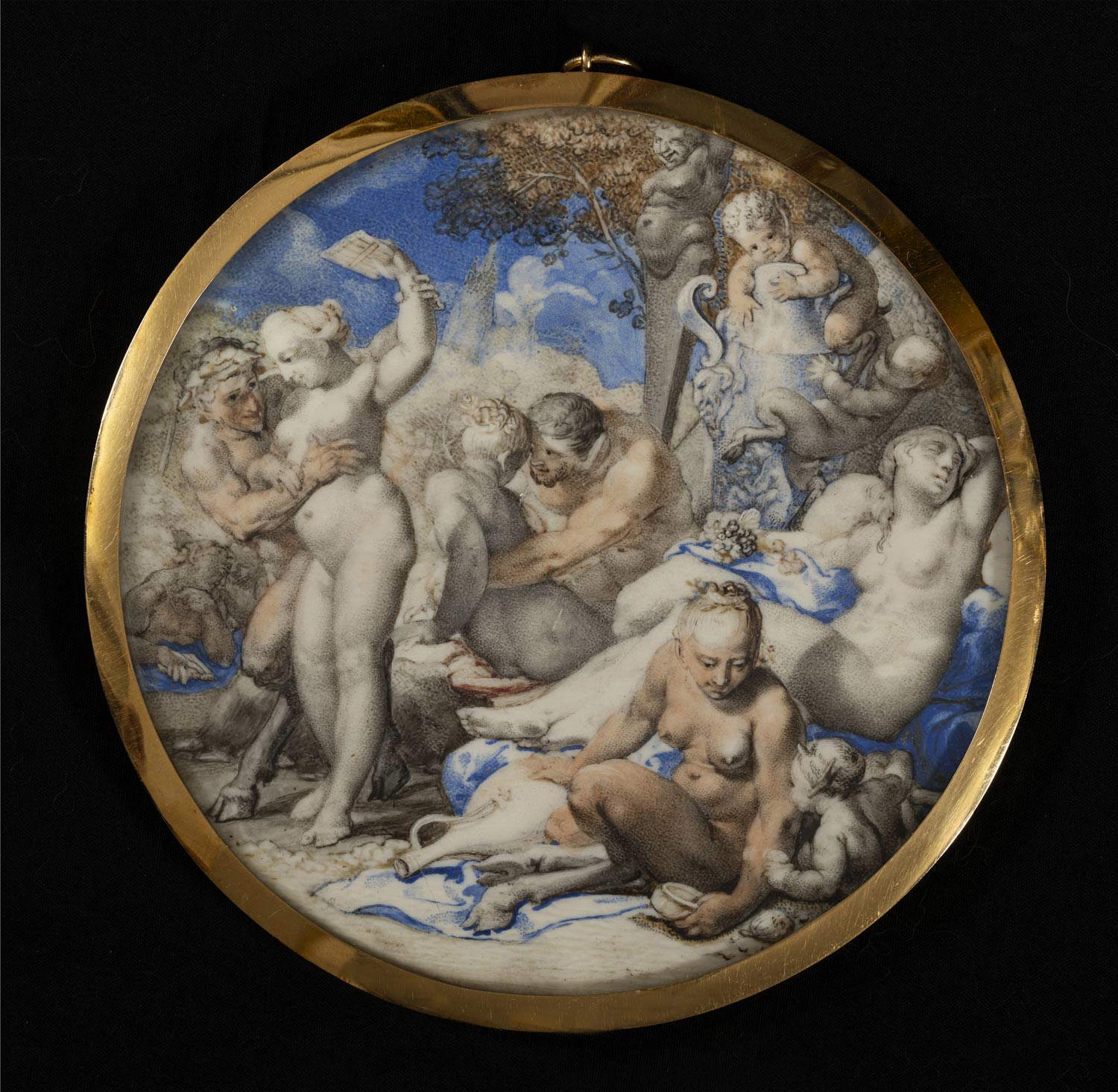 Rosalba Carriera, Bacchanal (Aquarell und Gouache auf Elfenbein, Durchmesser 11 cm; London, Privatsammlung)