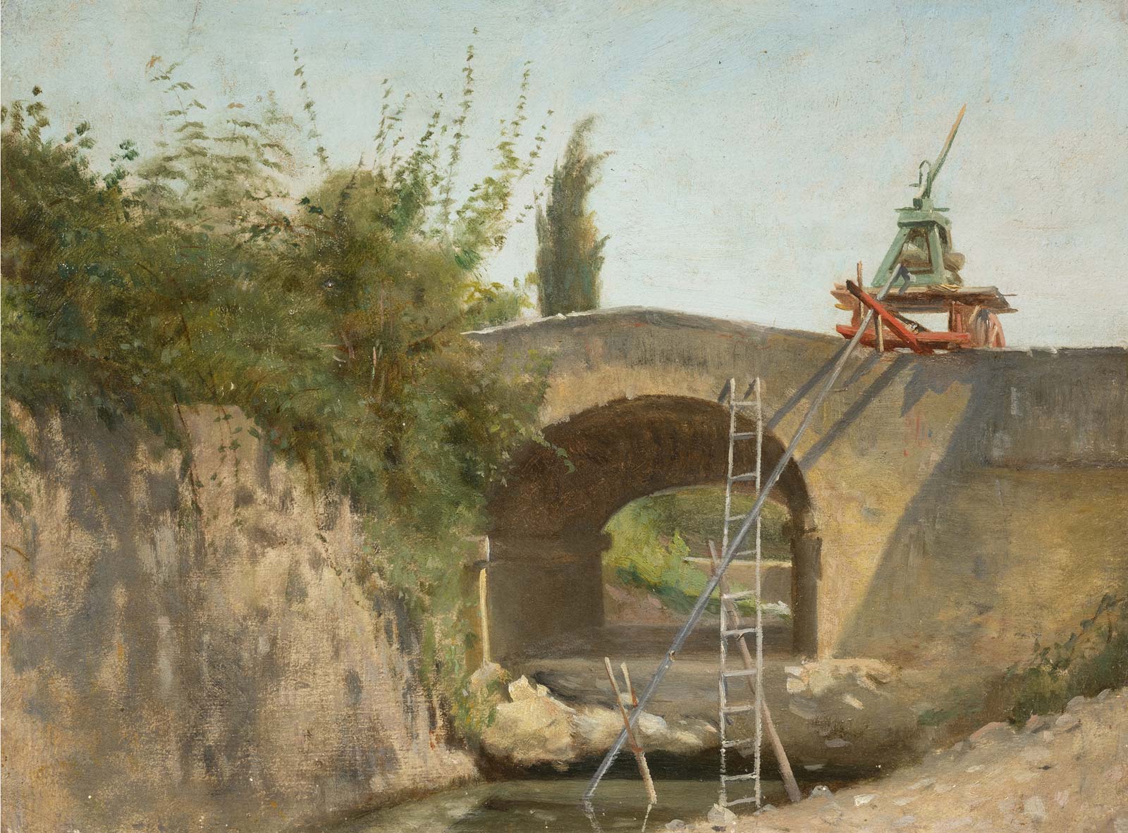 Silvestro Lega, Ponte sull'Africo a Piagentina (1865-66; Öl auf Karton auf Leinwand, 20 x 27,50 cm; Pistoia, Museoarchives Giovanni Boldini Macchiaioli) Silvestro Lega, Ponte sull'Africo a Piagentina (1865-66; Öl auf Karton auf Leinwand, 20 x 27,50 cm; Pistoia, Museoarchives Giovanni Boldini Macchiaioli)