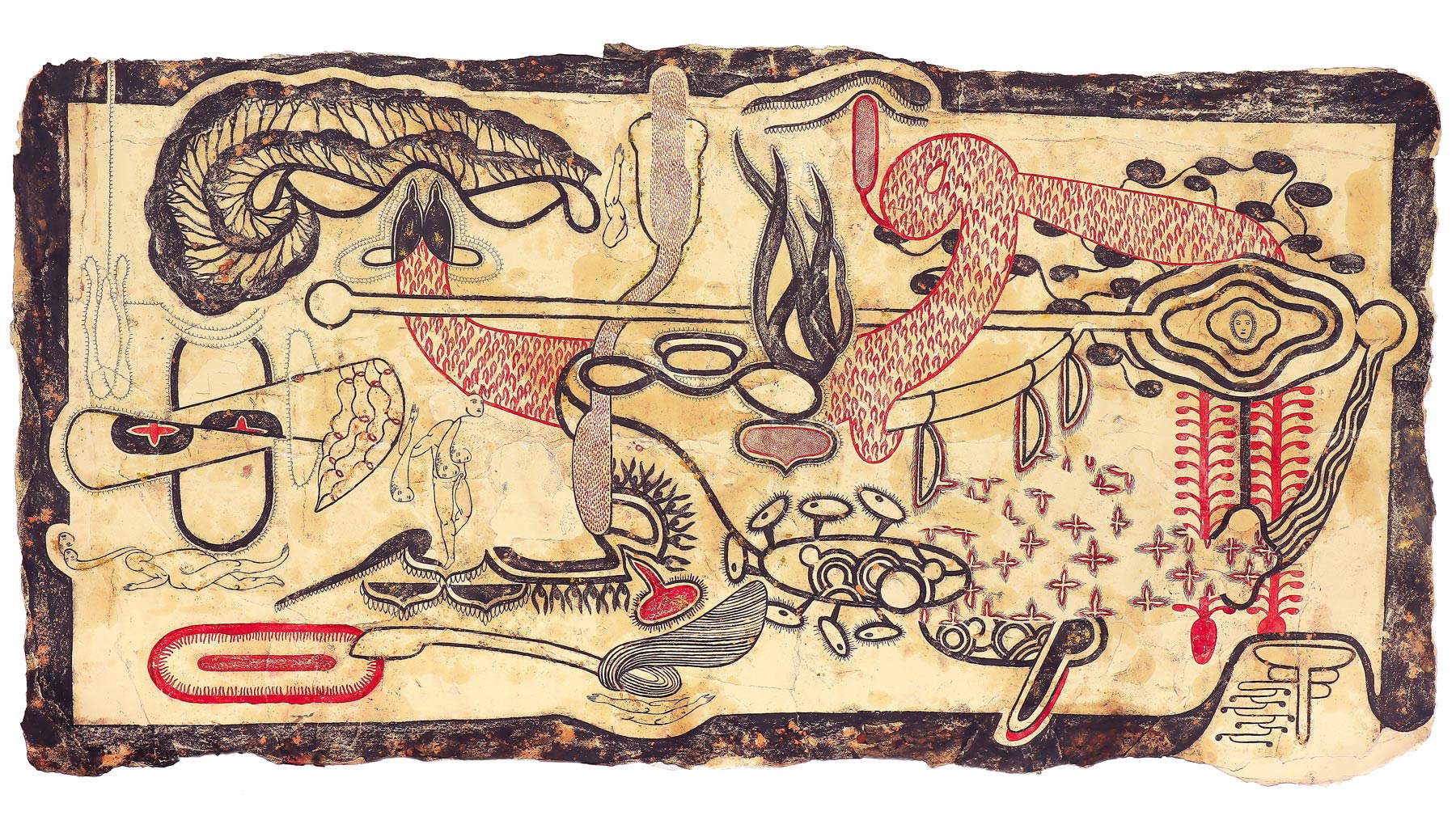 Simone Pellegrini, Usuato Droma (2020; carboncino, pigmenti, olio su carta da spolvero, 93 x 180 cm) Simone Pellegrini, Usuato Droma (2020; carboncino, pigmenti, olio su carta da spolvero, 93 x 180 cm)