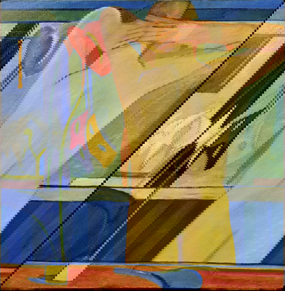 Siro Penagini, Desnudo con máscaras (1915; óleo sobre lienzo, 100 x 100 cm; colección particular) © Mapelli