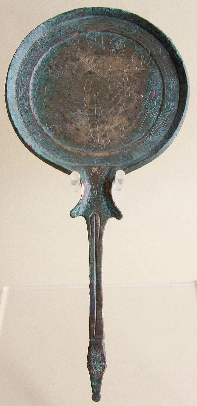 Etruscan mirror at the Archaeological and Collegiate Museum of Casole d'Elsa Etruscan mirror at the Archaeological and Collegiate Museum of Casole d'Elsa