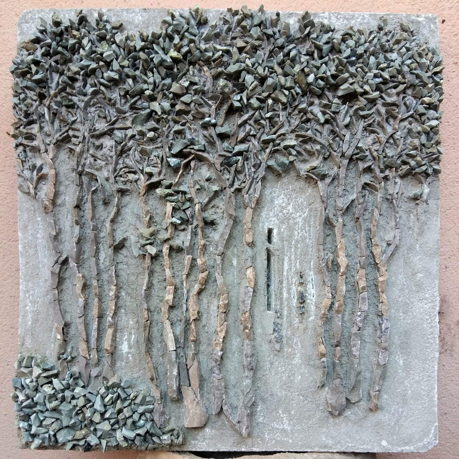 Takako Hirai, Awai no mori (2020-2022 ; mosaïque, 22,5 x 21,5 x 3 cm)