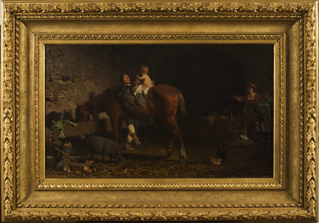 Teofilo Patini, Die erste Reitstunde (um 1872; Öl auf Leinwand, 50,7 x 86 cm; Vercelli, Fondazione Museo Francesco Borgogna) Teofilo Patini, Die erste Reitstunde (um 1872; Öl auf Leinwand, 50,7 x 86 cm; Vercelli, Fondazione Museo Francesco Borgogna)