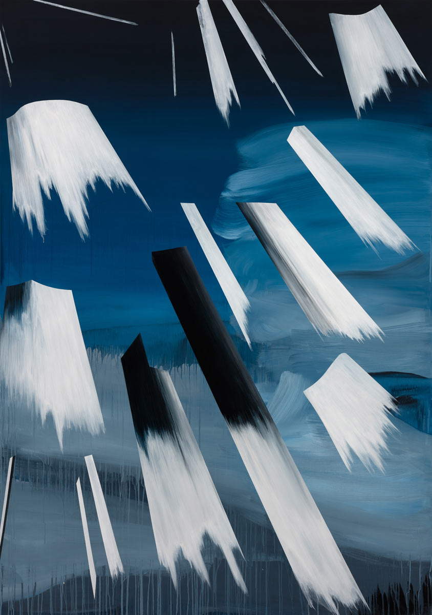 Tina Gillen, Arctic Forecast (2021; acrylic on canvas, 270 x 190 cm). Photo We Document Art / Mudam Luxembourg. Courtesy of the artist and Nosbaum Reding, Luxembourg / Brussels.