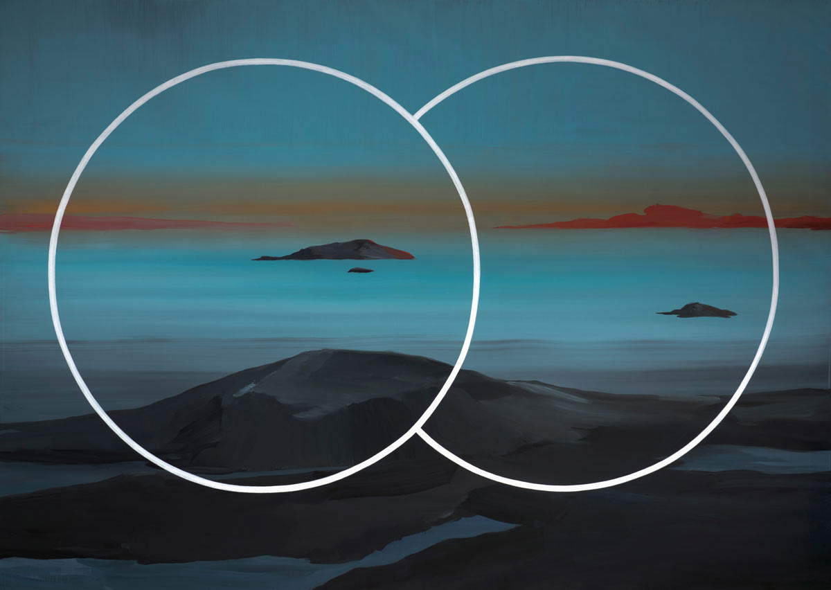 Tina Gillen, Time Travel II (2022; acrylic on canvas, 270 x 380 cm). Photo Florian Kleinefenn / Mudam Luxembourg. Courtesy of the artist and Nosbaum Reding, Luxembourg / Brussels.