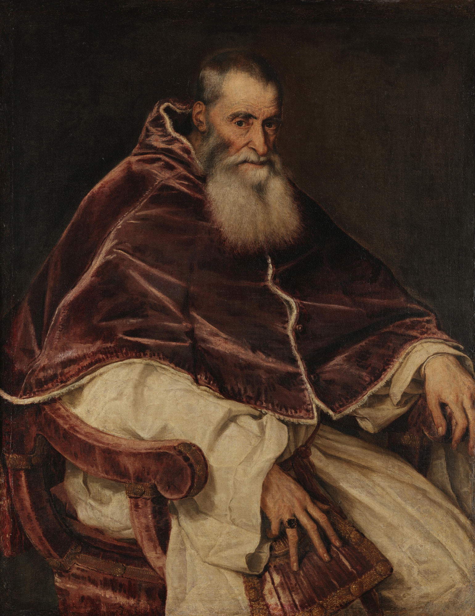 Tiziano Vecellio, Portrait of Pope Paul III (1543; oil on canvas, 113.7 x 88.8 cm; Naples, Museo e Real Bosco di Capodimonte)