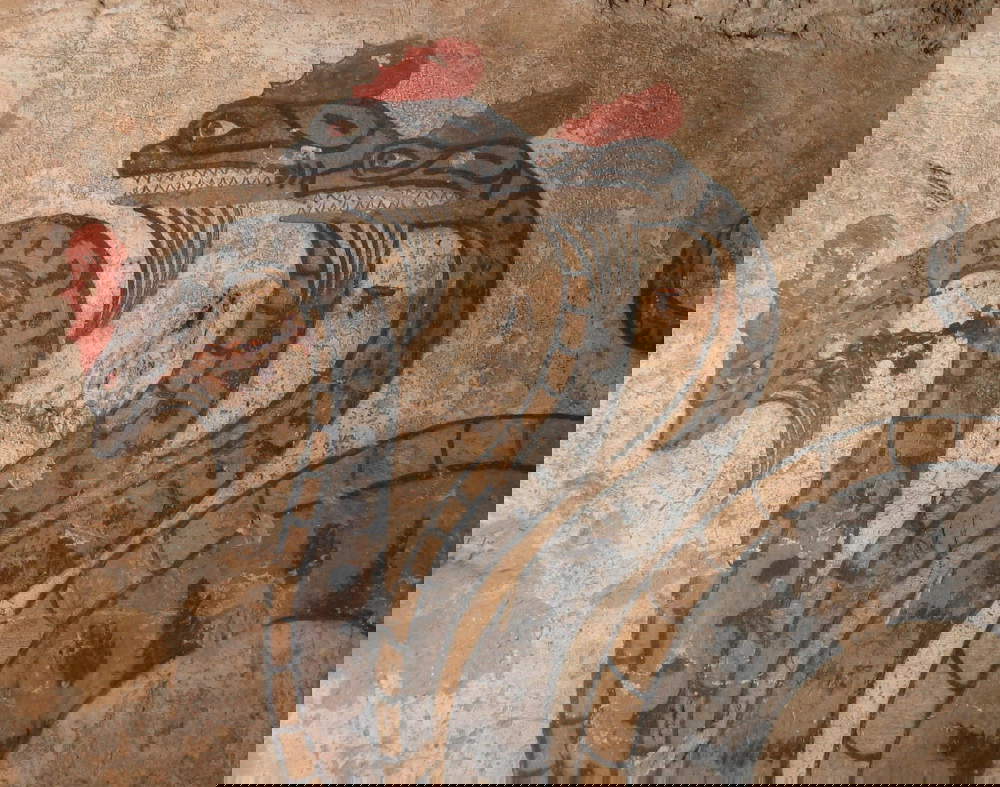 Tumba de la Cuadriga Infernal, detalle de las serpientes (Sarteano, Museo Arqueológico)