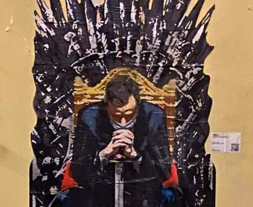 Mario Draghi on the Iron Throne: Tvboy's street art doesn't spare the Quirinal race