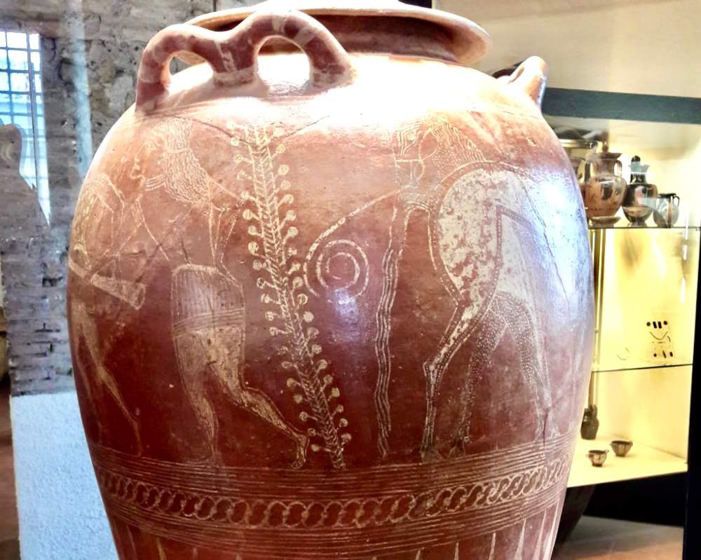 In Cerveteri, the monumental Etruscan vase with the blinding of Polyphemus