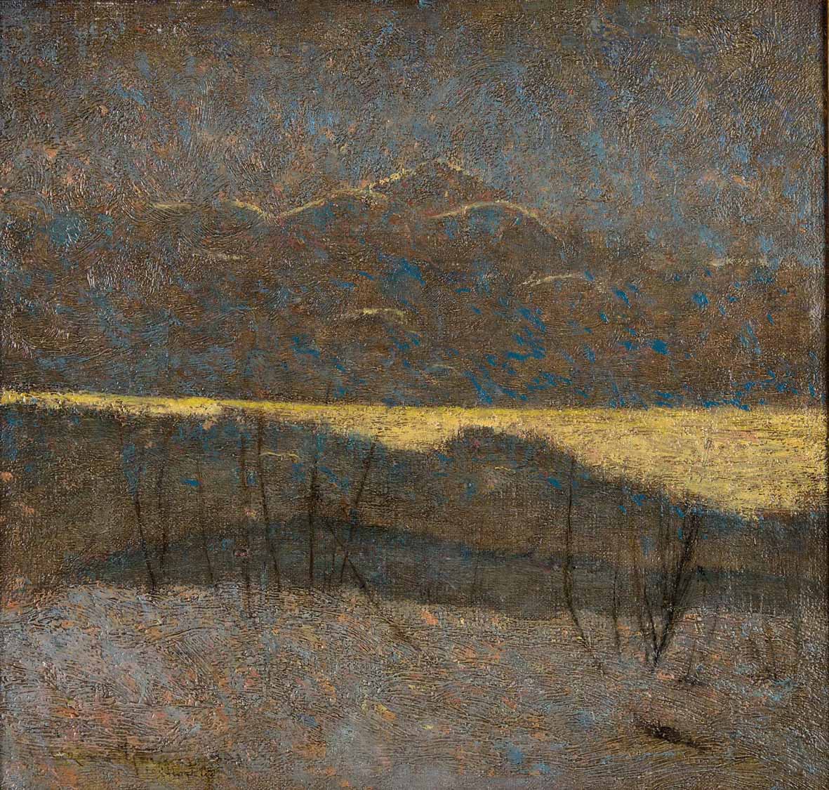 Vittore Grubicy De Dragon, Après deux jours de chutes de neige à Miazzina (1897-1908 ; huile sur toile, 36,4 x 38,5 cm ; Livourne, Fondazione Livorno) Vittore Grubicy De Dragon, Après deux jours de chutes de neige à Miazzina (1897-1908 ; huile sur toile, 36,4 x 38,5 cm ; Livourne, Fondazione Livorno)