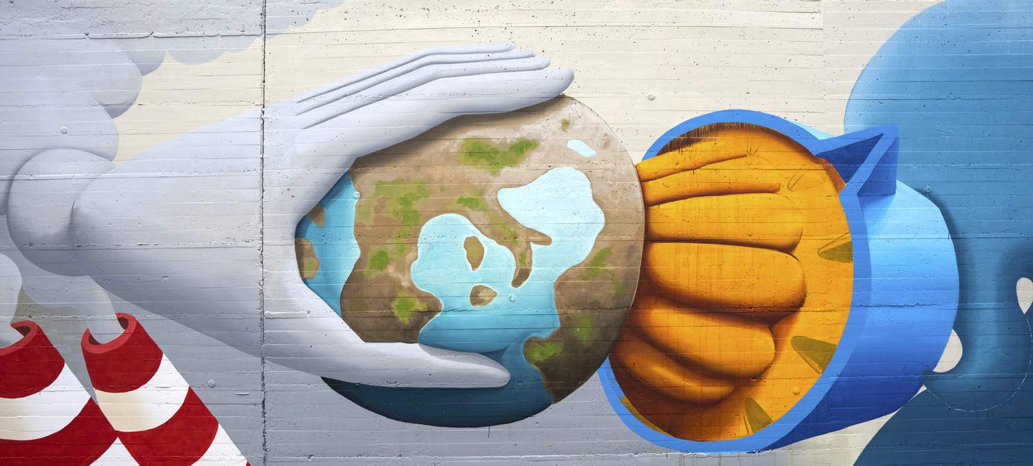 In Brescia, a street art work by Zed1 about renewable energy 