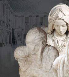 At Milan's Royal Palace, historical casts of Michelangelo's three Pieta's compared 