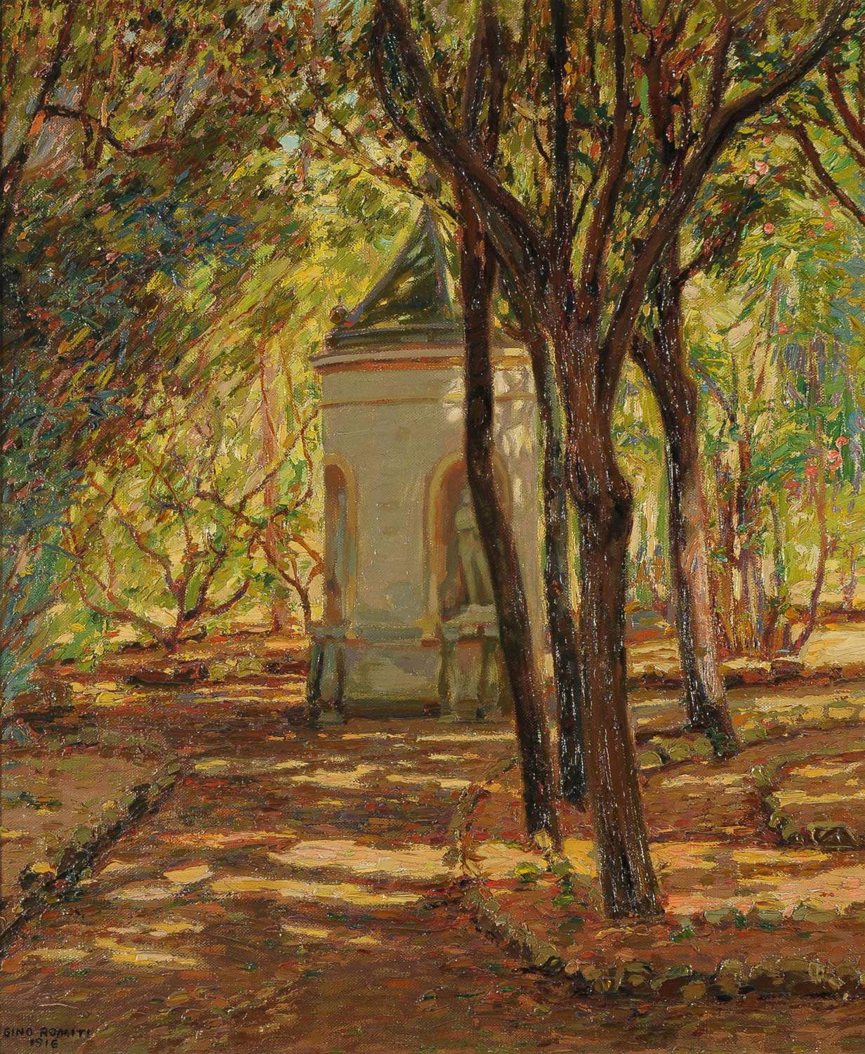 Gino Romiti, Die Sonne in der Villa (1916; Öl auf Leinwand, 61 x 50,3 cm; Livorno, Galerie Le Stanze) Gino Romiti, Die Sonne in der Villa (1916; Öl auf Leinwand, 61 x 50,3 cm; Livorno, Galerie Le Stanze)