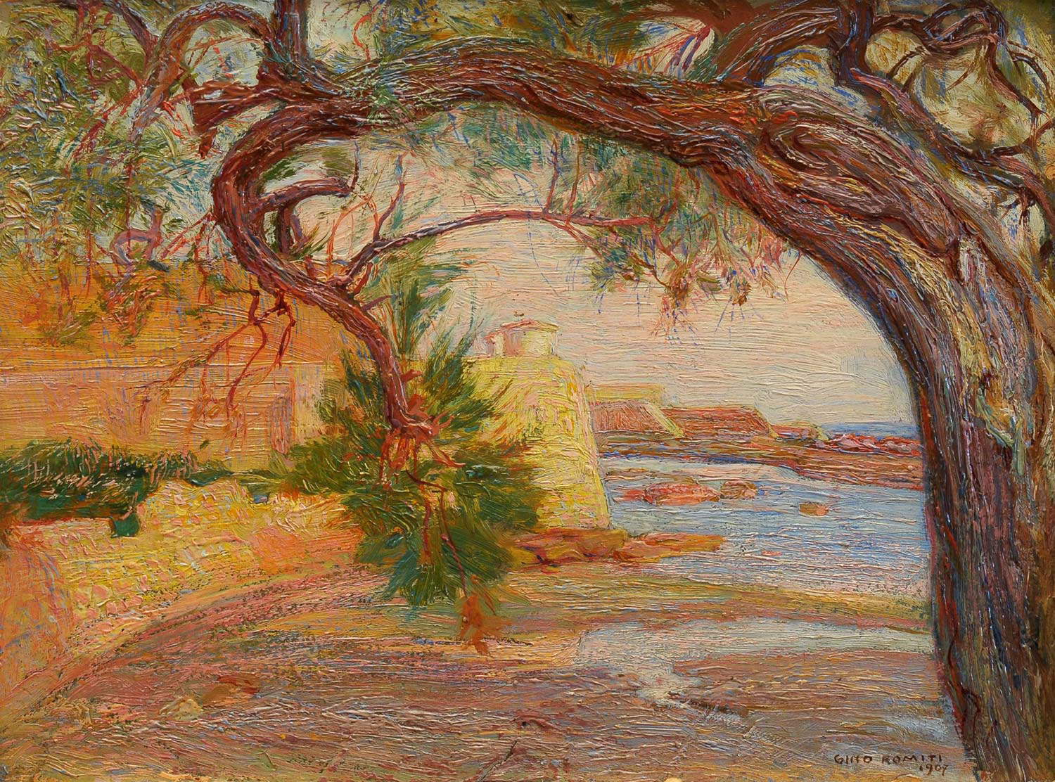 Gino Romiti, Tamerice (1907; Öl auf Karton, 24 x 31,5 cm; Privatsammlung) Gino Romiti, Tamerice (1907; Öl auf Karton, 24 x 31,5 cm; Privatsammlung)
