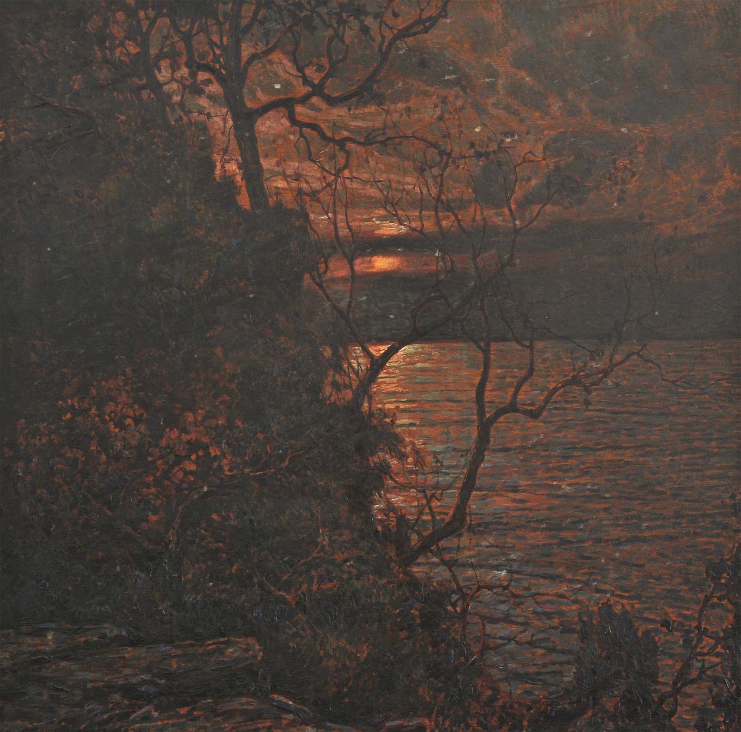 Gino Romiti, Sonnenuntergang und verschleierter Vollmond (1924; Öl auf Tafel, 94 x 94 cm; Privatsammlung) Gino Romiti, Sonnenuntergang und verschleierter Vollmond (1924; Öl auf Tafel, 94 x 94 cm; Privatsammlung)