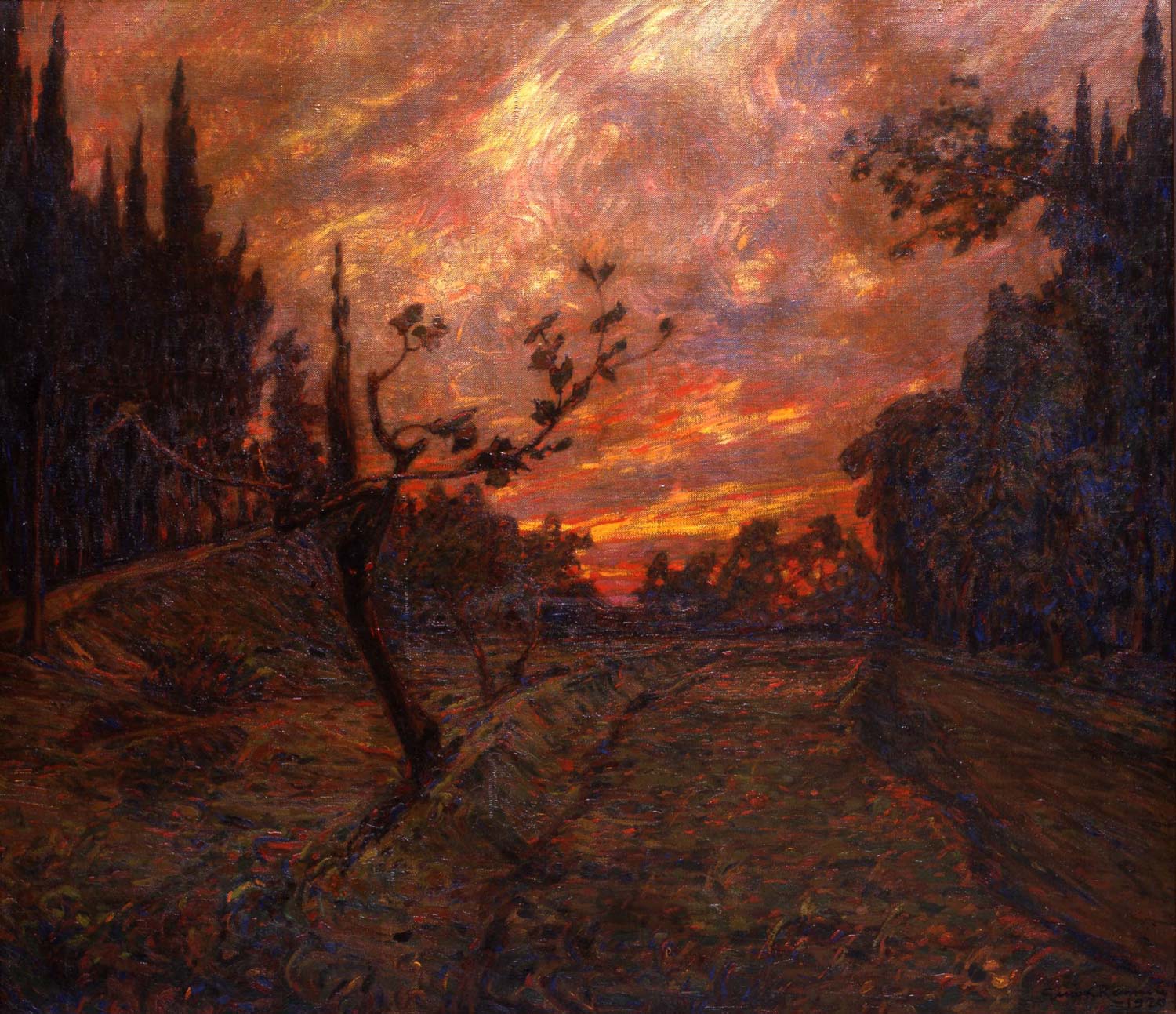 Gino Romiti, Sonnenuntergang (1920; Öl auf Leinwand, 97 x 112 cm; Livorno, Fondazione Livorno) Gino Romiti, Sonnenuntergang (1920; Öl auf Leinwand, 97 x 112 cm; Livorno, Fondazione Livorno)