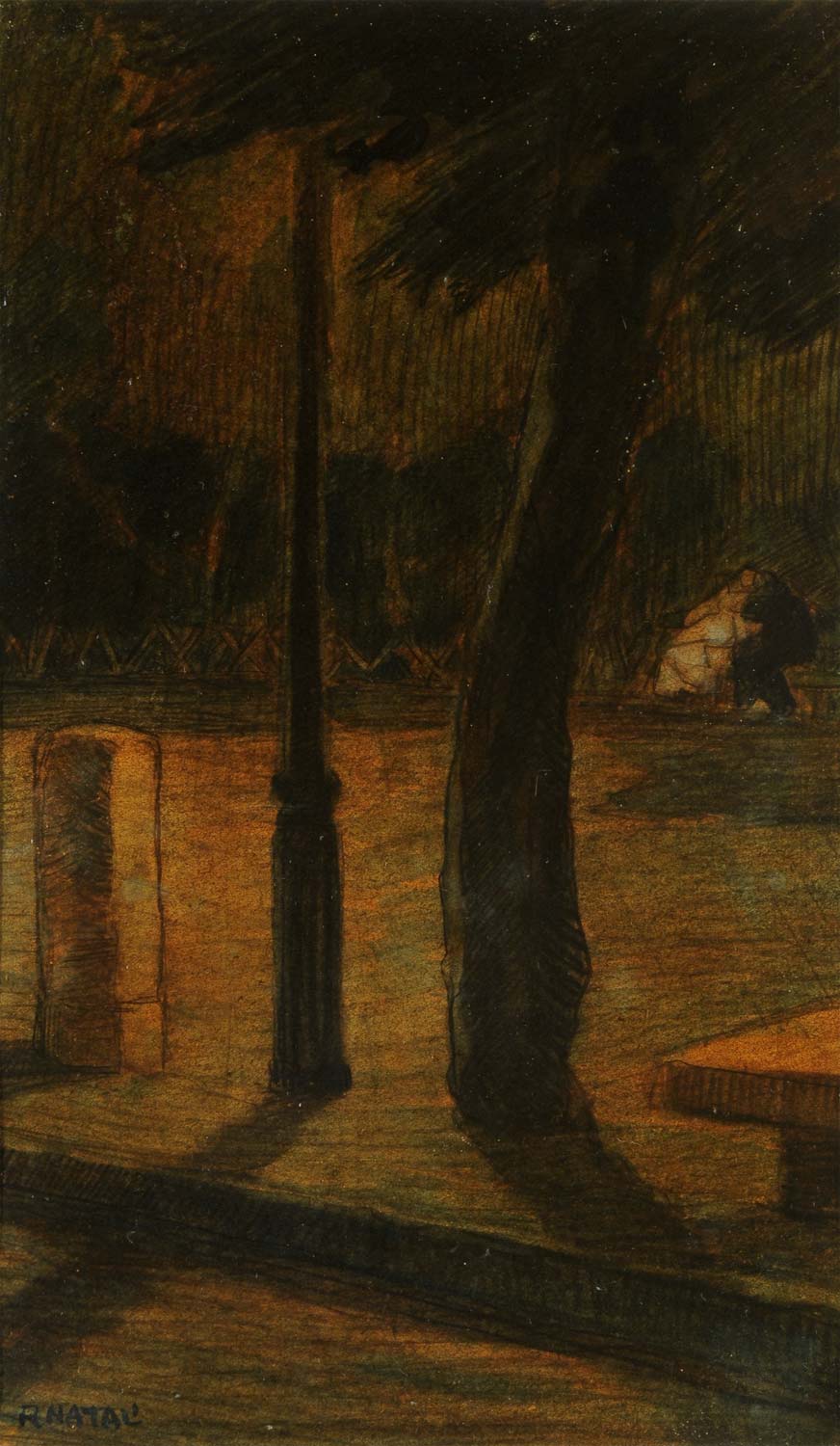 Renato Natali, Liebespaar (1910-1911; Mischtechnik auf Karton, 470 x 280 mm; Privatsammlung) Renato Natali, Liebespaar (1910-1911; Mischtechnik auf Karton, 470 x 280 mm; Privatsammlung)