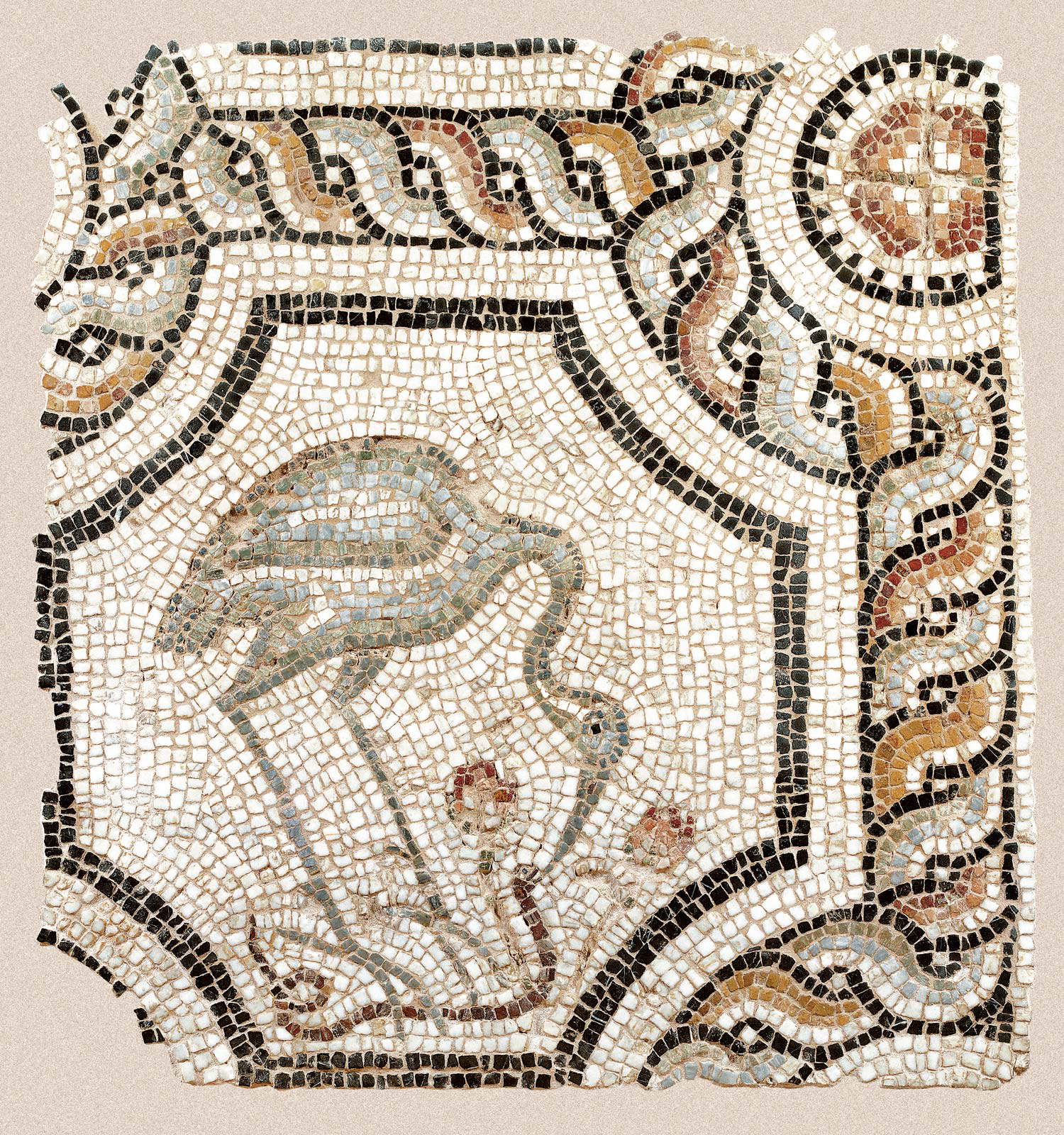 Fragmento de suelo de mosaico (siglo V; Atenas, Museo Bizantino y Cristiano) Fragmento de suelo de mosaico (siglo V; Atenas, Museo Bizantino y Cristiano)