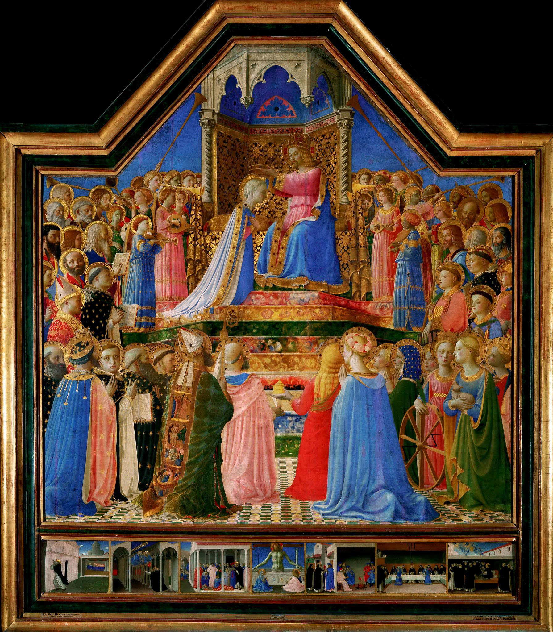 Fra Angelico, Krönung der Jungfrau (1434-1435; Tempera auf Tafel, 213 x 211 cm; Paris, Louvre) Fra Angelico, Krönung der Jungfrau (1434-1435; Tempera auf Tafel, 213 x 211 cm; Paris, Louvre)