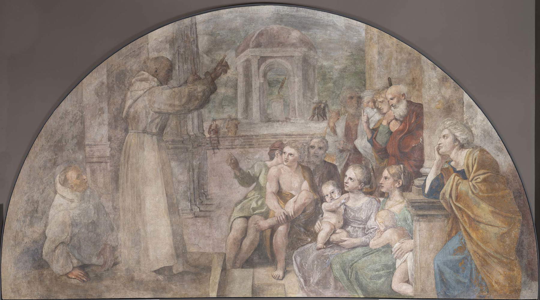 Sisto Badalocchio, Predicación de San Diego (1604-1605; fresco transferido a lienzo, 203,7 x 375,5 x 5 cm; Barcelona, Museo Nacional de Arte de Cataluña, inv. 024283-000, Depósito de la Real Academia de Bellas Artes de Sant Jordi) Sisto Badalocchio, Predicación de San Diego (1604-1605; fresco transferido a lienzo, 203,7 x 375,5 x 5 cm; Barcelona, Museo Nacional de Arte de Cataluña, inv. 024283-000, Depósito de la Real Academia de Bellas Artes de Sant Jordi)