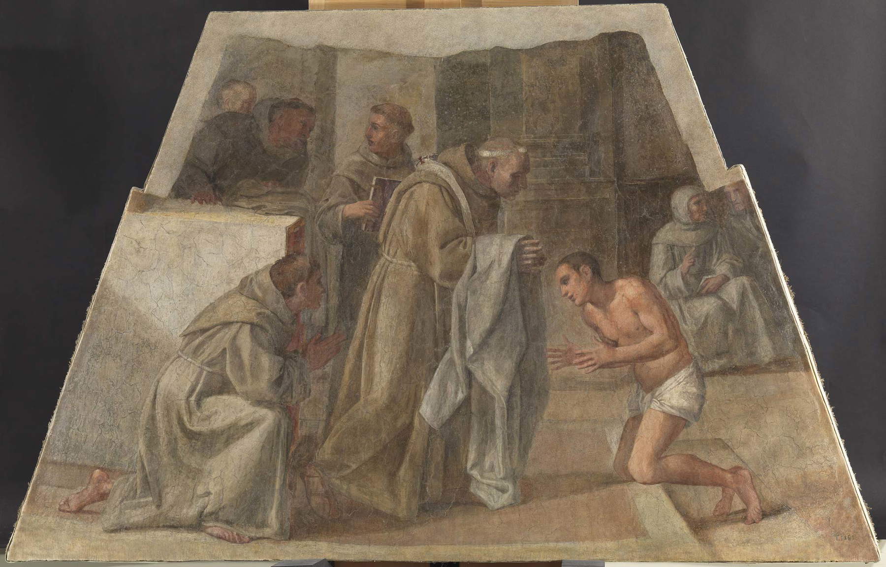 Annibale Carracci y Francesco Albani, San Diego de Alcalá recibe el hábito franciscano (1604-1605; fresco transferido a lienzo, 125 x 220 cm; Madrid, Museo Nacional del Prado, P02908) Annibale Carracci y Francesco Albani, San Diego de Alcalá recibe el hábito franciscano (1604-1605; fresco transferido a lienzo, 125 x 220 cm; Madrid, Museo Nacional del Prado, P02908)