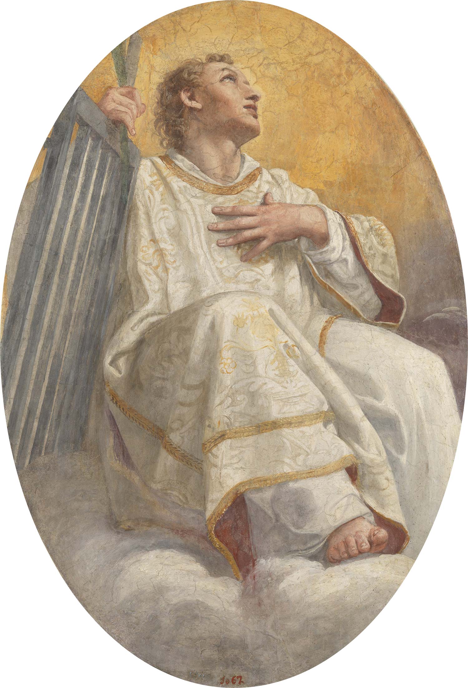 Annibale Carracci, San Lorenzo (1604-1605; fresco transferido a lienzo, 155 x 105 cm; Madrid, Museo Nacional del Prado, P00078) Annibale Carracci, San Lorenzo (1604-1605; fresco transferido a lienzo, 155 x 105 cm; Madrid, Museo Nacional del Prado, P00078)