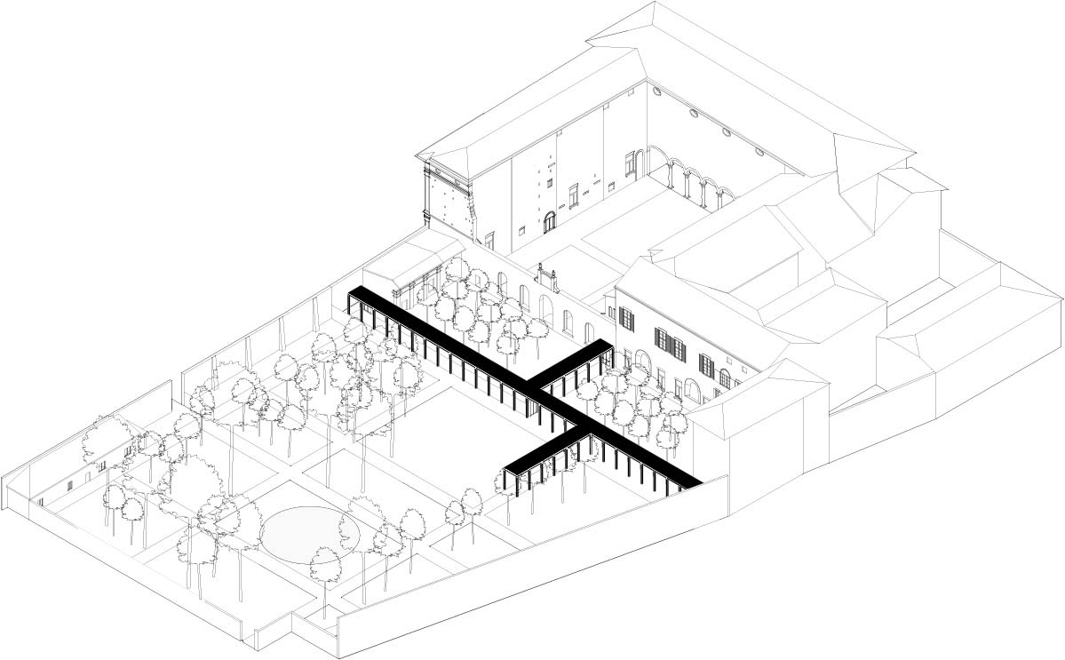 Lo schema del nuovo rendering di Palazzo dei Diamanti. Lo schema del nuovo rendering di Palazzo dei Diamanti.