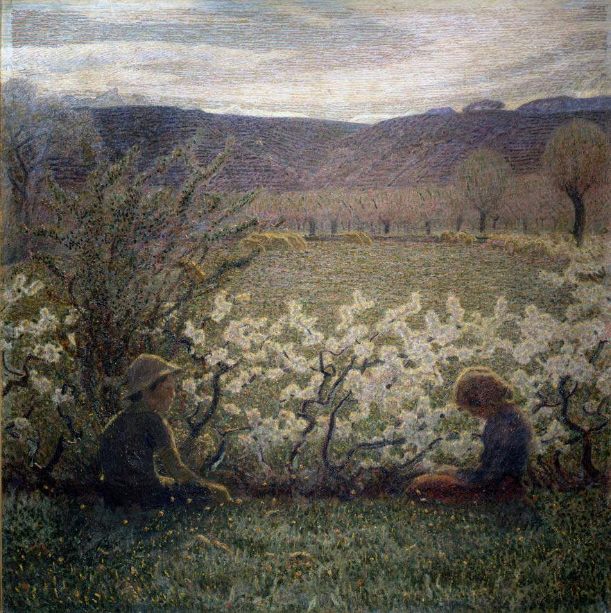 Giuseppe Pellizza da Volpedo, Prato fiorito (vers 1900-1903 ; huile sur toile, 88 x 88 cm ; Rome, Galleria Nazionale d'Arte Moderna e Contemporanea) Giuseppe Pellizza da Volpedo, Prato fiorito (vers 1900-1903 ; huile sur toile, 88 x 88 cm ; Rome, Galleria Nazionale d'Arte Moderna e Contemporanea)