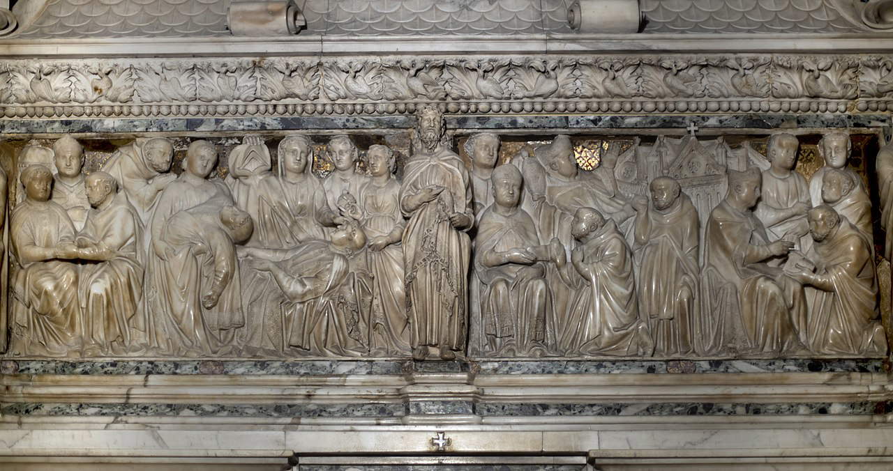 Nicola Pisano y ayudantes, Aprobación de la Regla de Santo Domingo por el Papa Inocencio III y Adhesión de Reginaldo di Orleans a la Orden (1264-1267). Foto: Fabrizio Garrisi Nicola Pisano y ayudantes, Aprobación de la Regla de Santo Domingo por el Papa Inocencio III y Adhesión de Reginaldo di Orleans a la Orden (1264-1267). Foto: Fabrizio Garrisi