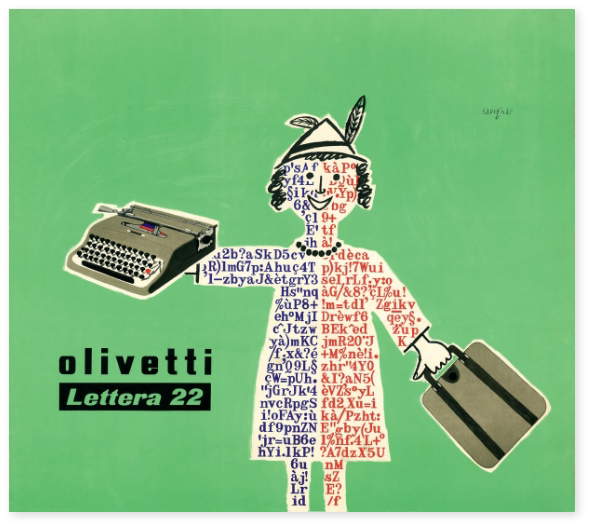 Manifesto pubblicitario di Lettera 22. Foto: Archivio Storico Olivetti Manifesto pubblicitario di Lettera 22. Foto: Archivio Storico Olivetti