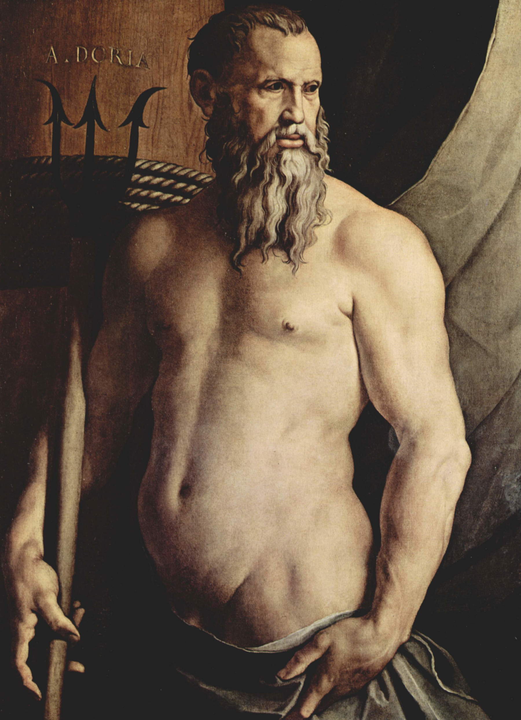 Bronzino, Ritratto di Andrea Doria come Nettuno (1545-1546 circa; olio su tela, 149 x 199,5 cm; Milano, Pinacoteca di Brera) Bronzino, Ritratto di Andrea Doria come Nettuno (1545-1546 circa; olio su tela, 149 x 199,5 cm; Milano, Pinacoteca di Brera)