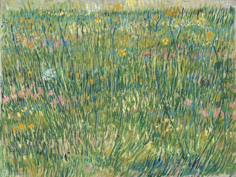 Vincent van Gogh, Angolo di prato (Parigi, aprile-giugno 1887 circa; olio su tela, 30,8 × 39,7 cm; Otterlo, Kröller-Müller Museum; F583 | JH1263 - KM 105.264) Vincent van Gogh, Angolo di prato (Parigi, aprile-giugno 1887 circa; olio su tela, 30,8 × 39,7 cm; Otterlo, Kröller-Müller Museum; F583 | JH1263 - KM 105.264)