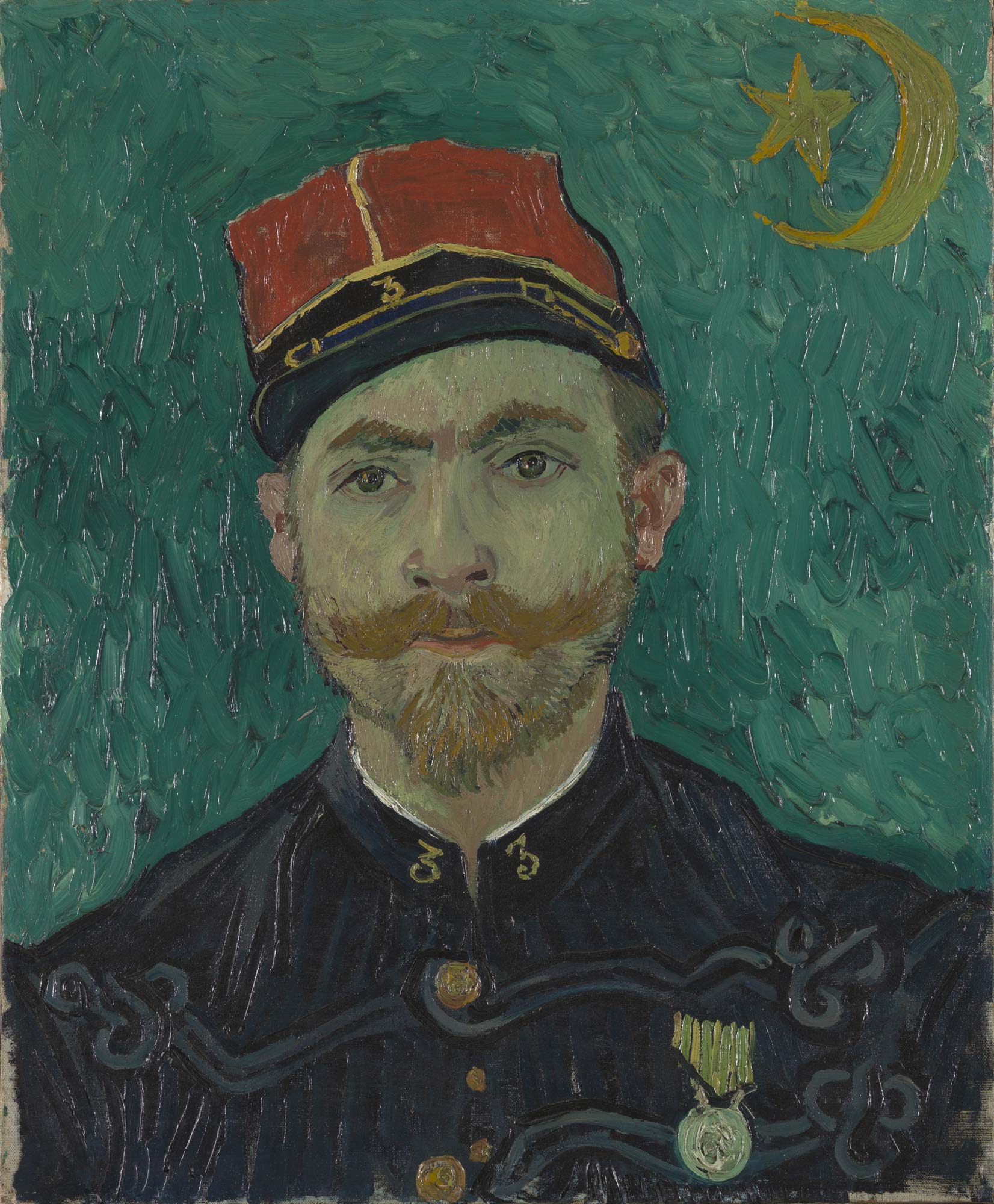 Vincent van Gogh, L'amante (ritratto del sottotenente Milliet) (Arles, 17-28 giugno 1888 circa; olio su tela, 64,2 × 80,3 cm; Otterlo, Kröller-Müller Museum; F422 | JH1470 - KM 106.399) Vincent van Gogh, L'amante (ritratto del sottotenente Milliet) (Arles, 17-28 giugno 1888 circa; olio su tela, 64,2 × 80,3 cm; Otterlo, Kröller-Müller Museum; F422 | JH1470 - KM 106.399)