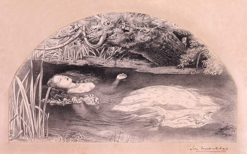 John Everett Millais, Studie für Ophelia (1852; Plymouth, Stadtverwaltung Plymouth) John Everett Millais, Studie für Ophelia (1852; Plymouth, Stadtverwaltung Plymouth)