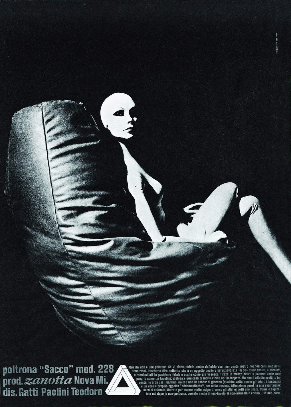 Werbeplakat für den Sacco-Sessel von 1969