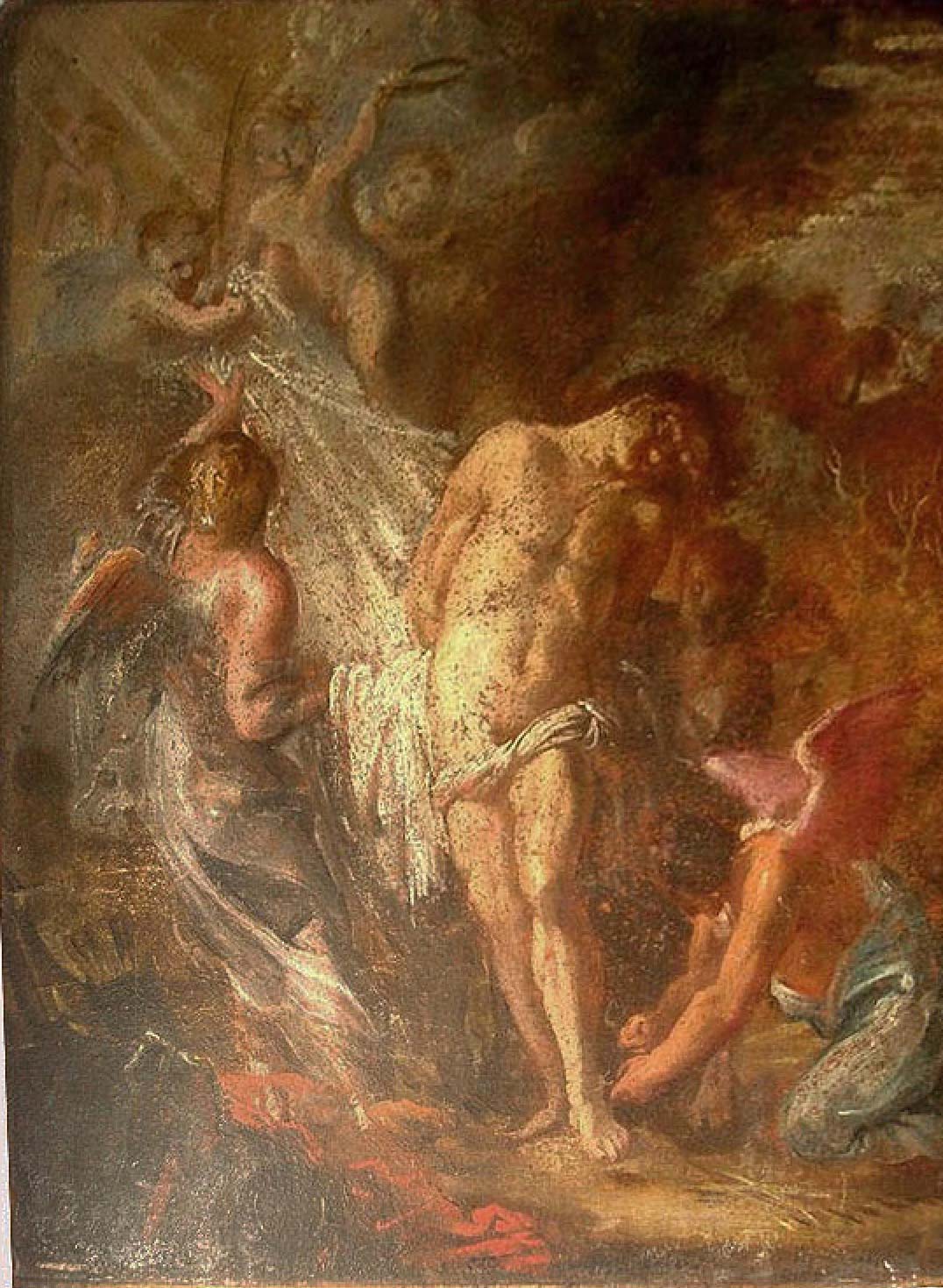 Bozzetto per la figura di Cristo (olio su carta incollata su tavola, 23 x 18,5 cm; Ubicazione ignota, già vendita Millon et Associés, Parigi) Bozzetto per la figura di Cristo (olio su carta incollata su tavola, 23 x 18,5 cm; Ubicazione ignota, già vendita Millon et Associés, Parigi)