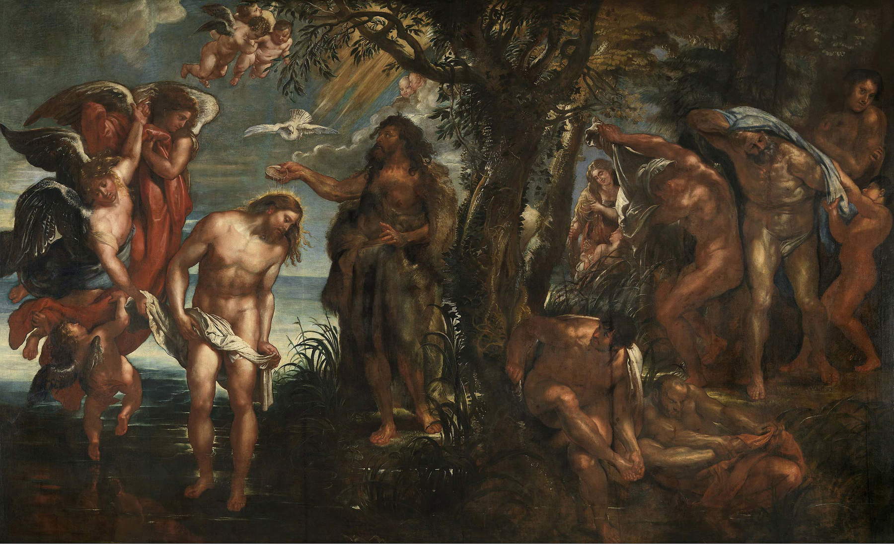 Pieter Paul Rubens, Battesimo di Cristo (olio su tela, 411 x 675 cm; Anversa, KMSKA - Museo Reale di Belle Arti) Pieter Paul Rubens, Battesimo di Cristo (olio su tela, 411 x 675 cm; Anversa, KMSKA - Museo Reale di Belle Arti)
