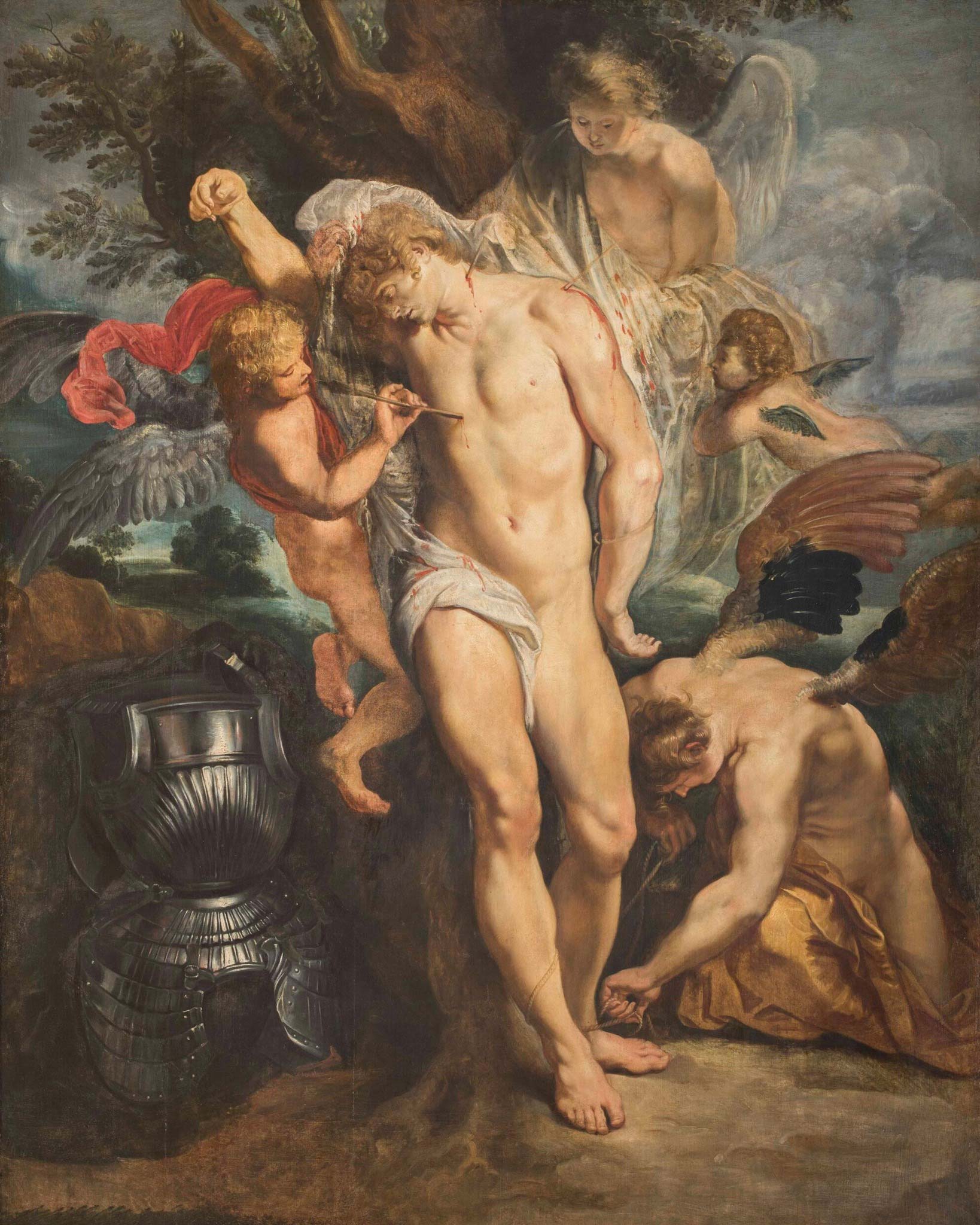 Pieter Paul Rubens, San Sebastiano curato dagli angeli (olio su tela, 155,5 x 119,5 cm; Roma, Gallerie Nazionali d'Arte Antica, Galleria Corsini) Pieter Paul Rubens, San Sebastiano curato dagli angeli (olio su tela, 155,5 x 119,5 cm; Roma, Gallerie Nazionali d'Arte Antica, Galleria Corsini)