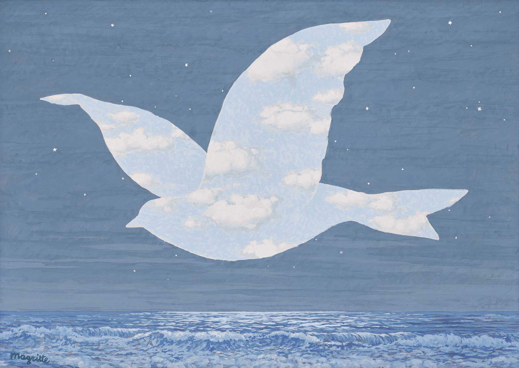 René Magritte, Le retour (1950; gouache su carta, 296 x 417 mm) René Magritte, Le retour (1950; gouache su carta, 296 x 417 mm)