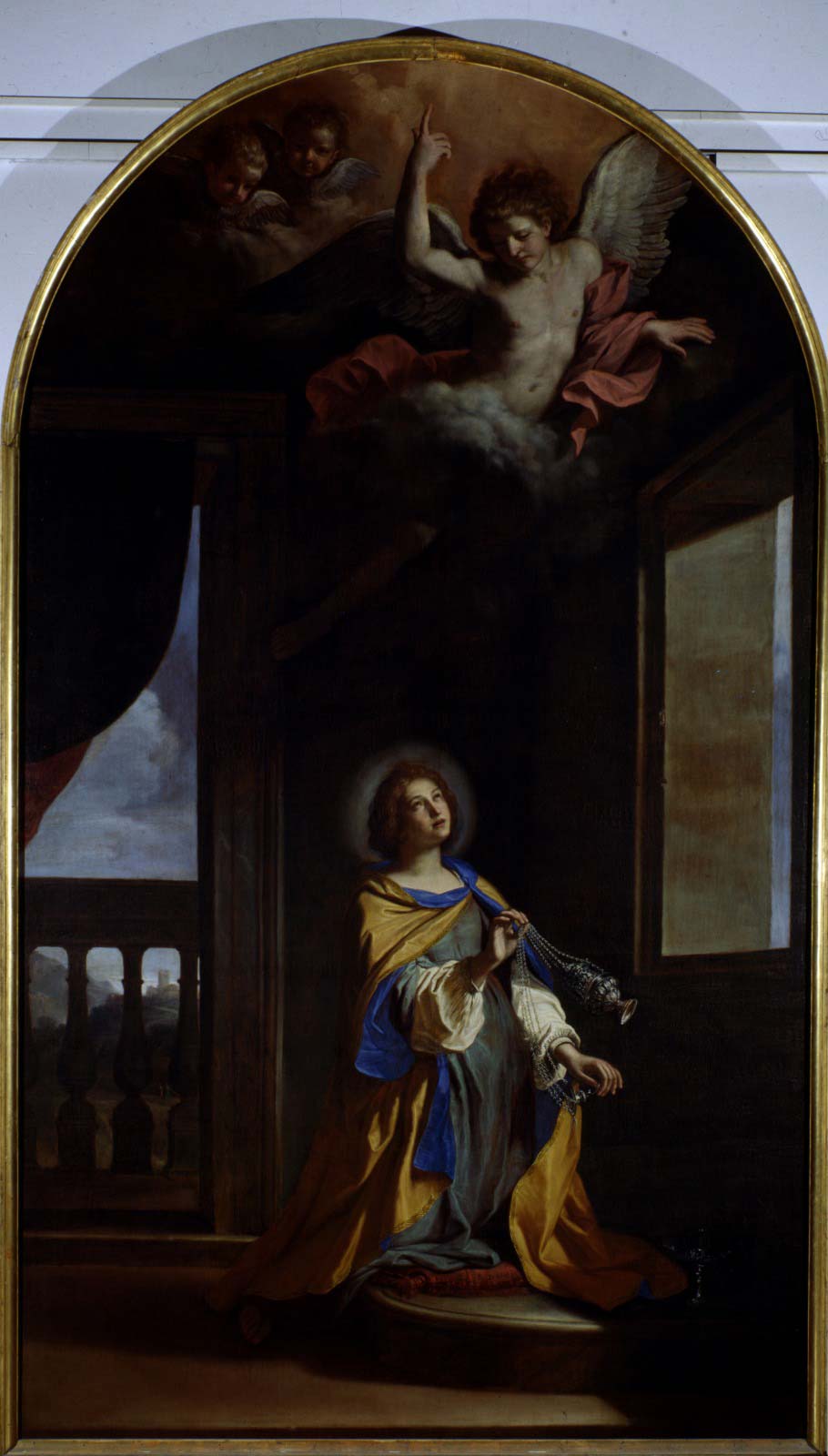 Giovan Francesco Barbieri dit Guercino, Santa Palazia (1658 ; huile sur toile, 370 × 215 cm ; Ancône, Pinacoteca civica  Giovan Francesco Barbieri dit Guercino, Santa Palazia (1658 ; huile sur toile, 370 × 215 cm ; Ancône, Pinacoteca civica
