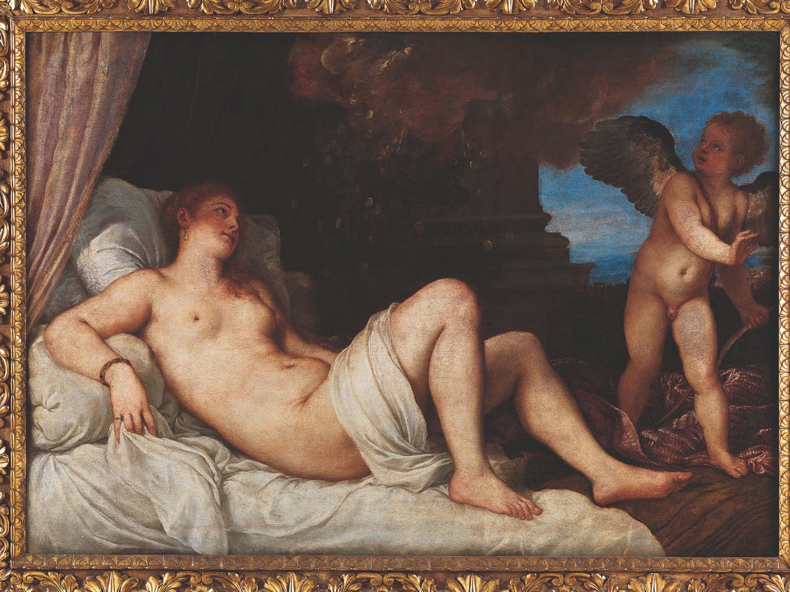 Tiziano Vecellio, Danaé (1544-1545 ; huile sur toile, 118 × 170 cm ; Naples, Museo e Real Bosco di Capodimonte, Inv. Q134) Tiziano Vecellio, Danaé (1544-1545 ; huile sur toile, 118 × 170 cm ; Naples, Museo e Real Bosco di Capodimonte, Inv. Q134)