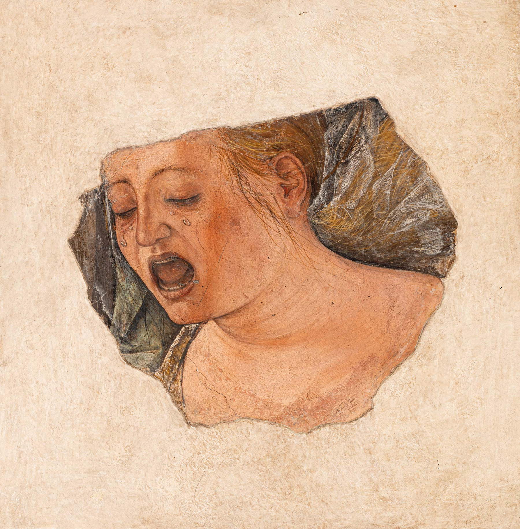 Ercole de' Roberti, Deuil du visage de Marie-Madeleine (vers 1482-85 ; fresque détachée, 39,3 x 39,3 cm ; Bologne, Pinacoteca Nazionale) Avec l'autorisation du ministère de la Culture, photo Luca Gavagna Ercole de' Roberti, Deuil du visage de Marie-Madeleine (vers 1482-85 ; fresque détachée, 39,3 x 39,3 cm ; Bologne, Pinacoteca Nazionale) Avec l'autorisation du ministère de la Culture, photo Luca Gavagna
