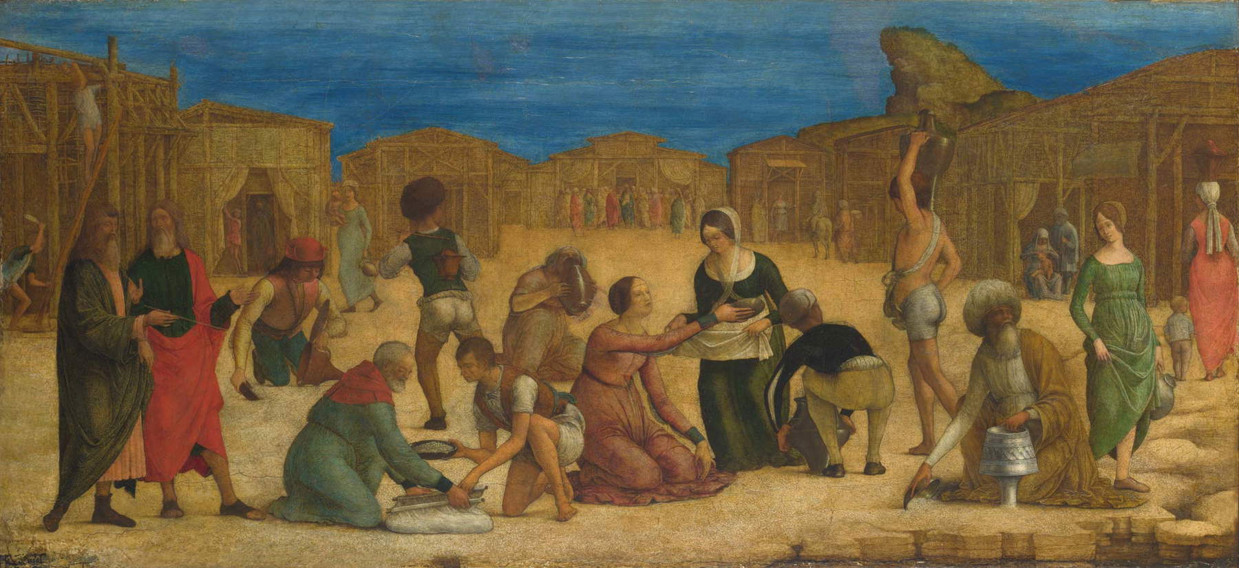 Ercole de' Roberti, Collecte de la Manne (1493-96 ; tempera sur panneau transportée sur toile, 28,9 x 63,5 cm ; Londres, National Gallery) © National Gallery Ercole de' Roberti, Collecte de la Manne (1493-96 ; tempera sur panneau transportée sur toile, 28,9 x 63,5 cm ; Londres, National Gallery) © National Gallery