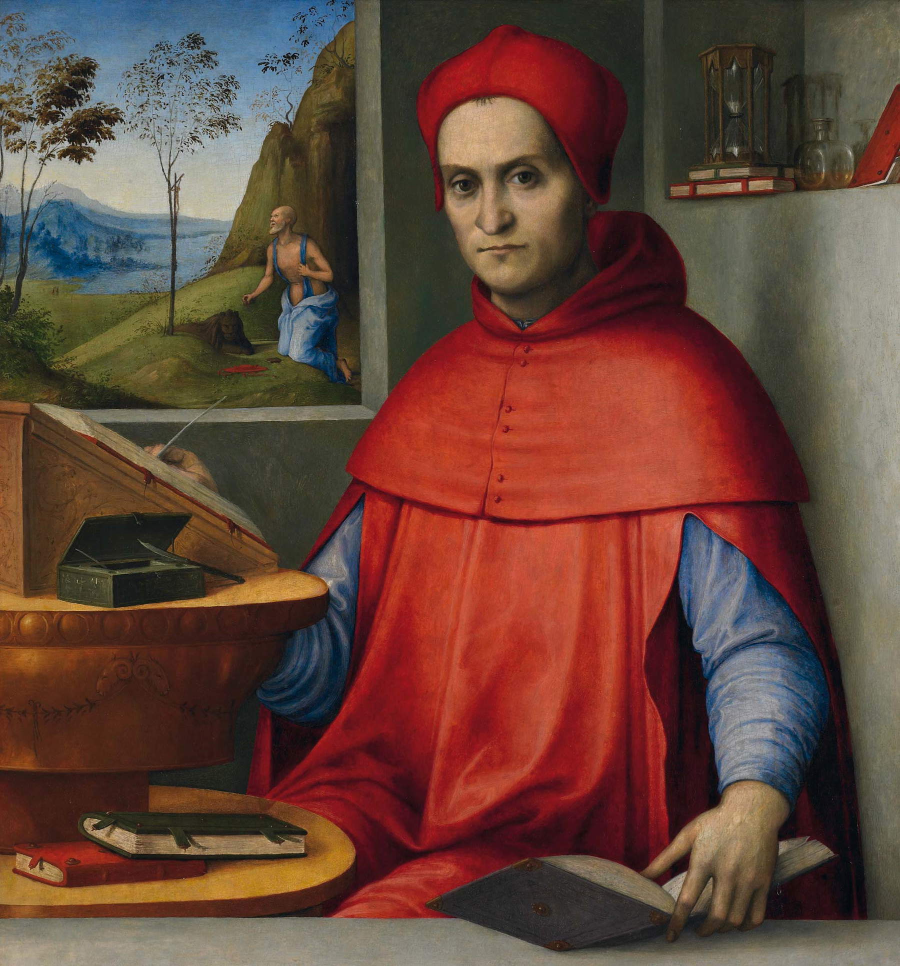 Lorenzo Costa, Portrait d'un cardinal (vers 1518-20 ; huile et tempera sur panneau, 81,9 x 76,2 cm ; Minneapolis, Minneapolis Institute of Art, The John R. Van Derlip Fund and the William Hood Dunwoody Fund) Lorenzo Costa, Portrait d'un cardinal (vers 1518-20 ; huile et tempera sur panneau, 81,9 x 76,2 cm ; Minneapolis, Minneapolis Institute of Art, The John R. Van Derlip Fund and the William Hood Dunwoody Fund)