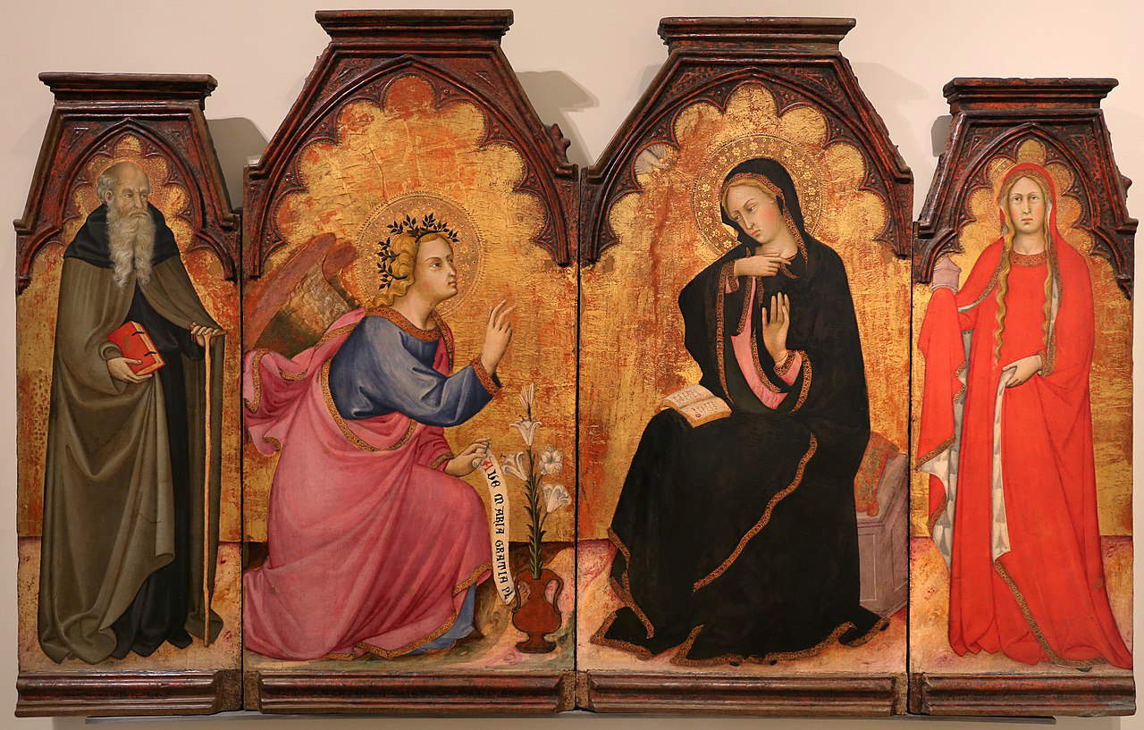 Andrea di Bartolo, Polyptychon der Verkündigung (1397; Tempera auf Tafel; Buonconvento, Museo d'Arte Sacra della Val d'Arbia)